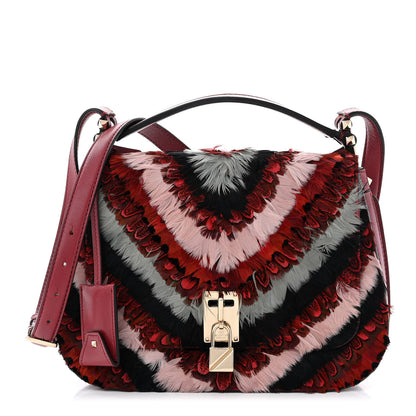 Valentino Garavani Calfskin Piper Feather Joylock Flap Messenger Bag Red 1 of 11