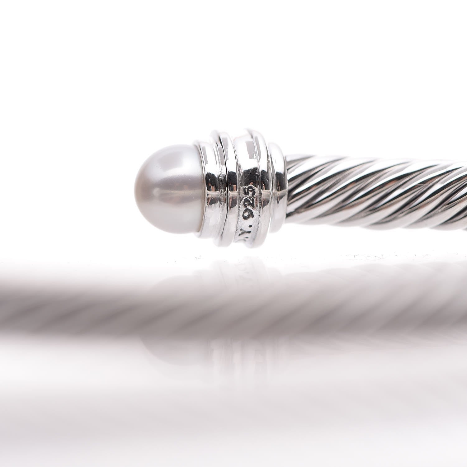 David Yurman Sterling Silver Diamond Pearl 5mm Cable Classics Princess Bracelet 5 of 5