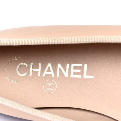 Chanel Lambskin Cap Toe Ballerina Flats 36 Beige Black 6 of 6