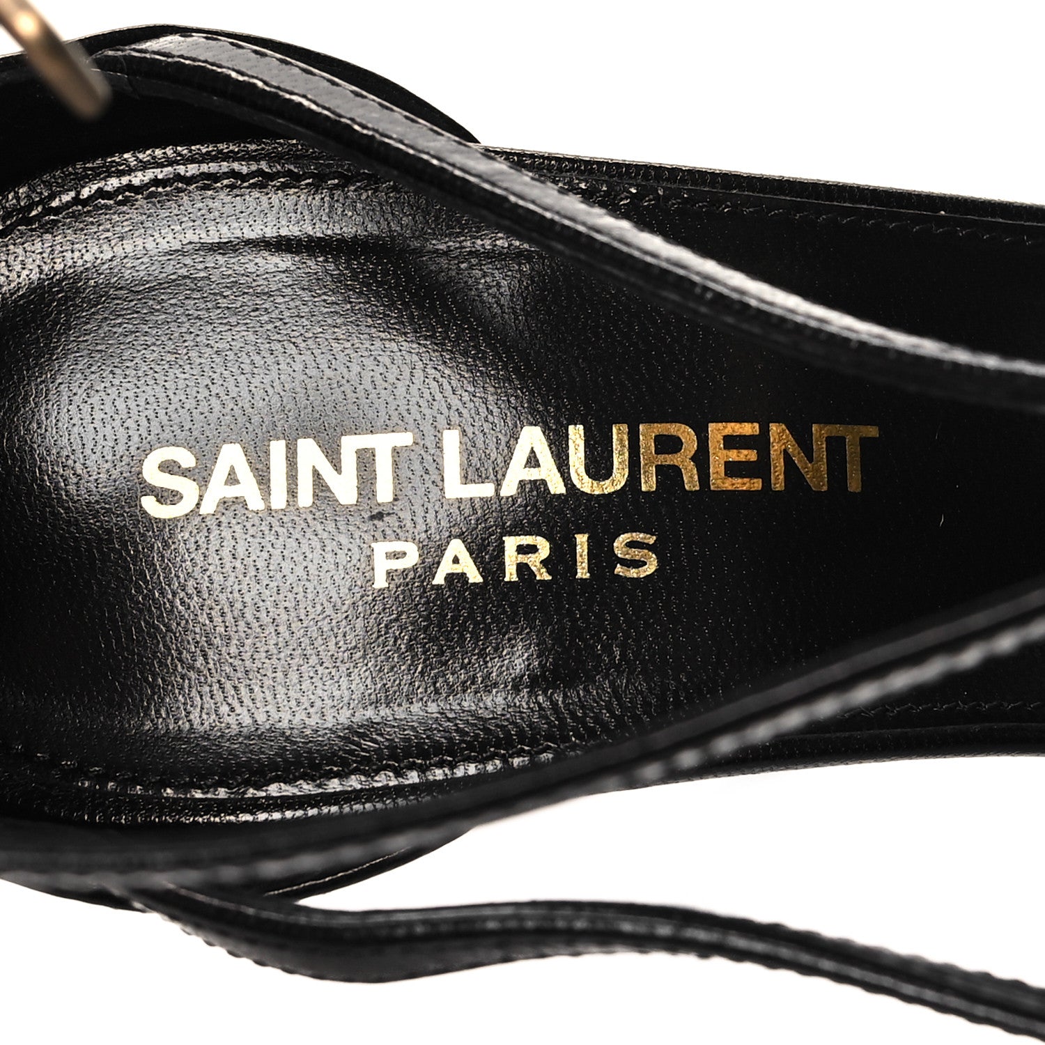 Saint Laurent Calfskin Cassandra 100 Ankle Strap Sandals 38.5 Black 8 of 8