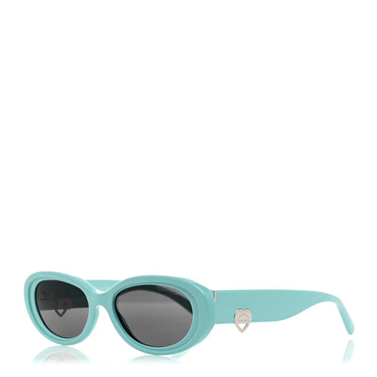 Tiffany Acetate Return to Tiffany Oval Sunglasses TF 4221 Tiffany Blue Dark Gray 1 of 8