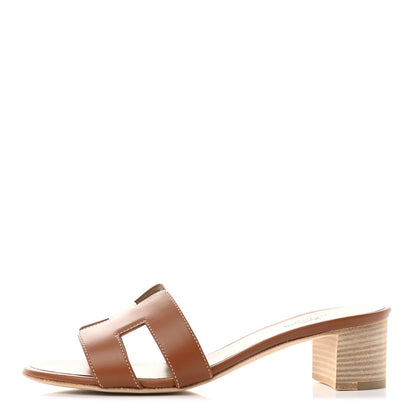 Hermes Calfskin Oasis Sandals 36.5 Gold 1 of 9