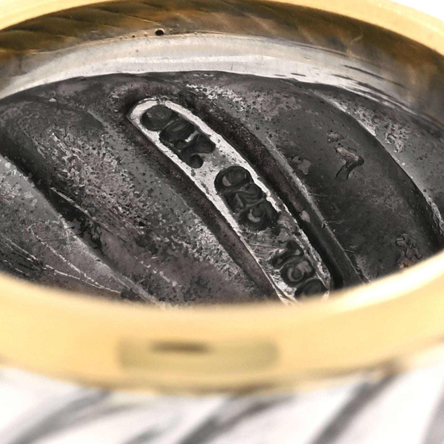 David Yurman Sterling Silver 18K Yellow Gold Cable Cigar Band Ring 55 7.25 4 of 4