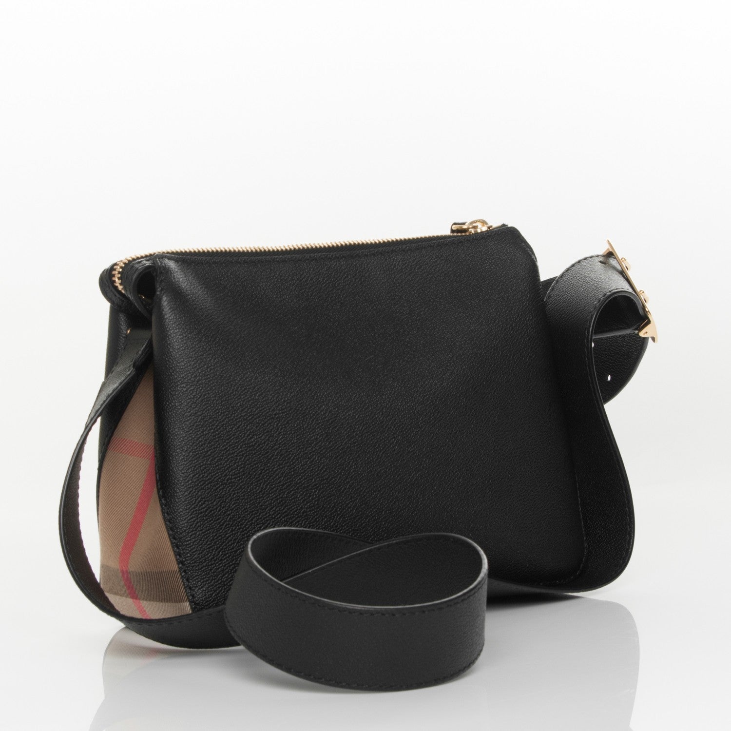 Burberry Soft Grain Calfskin House Check Small Helmsley Crossbody Black 3 of 12