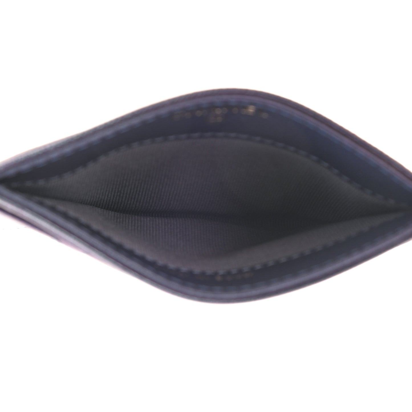 Iridescent Caviar Quilted Card Holder Dark Blue