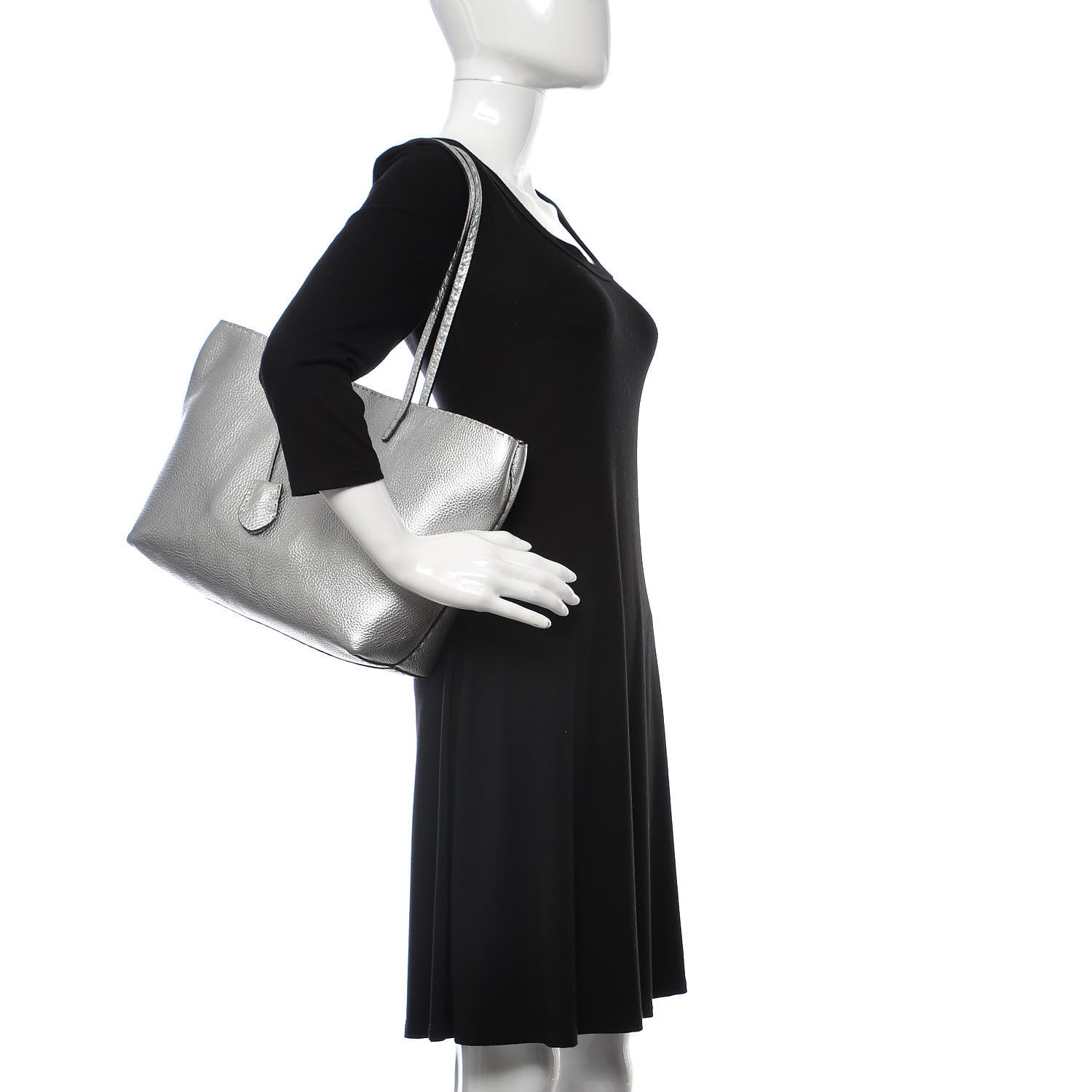 Fendi Cuoio Romano Lux Selleria Carla Shopping Tote Argento 3 of 12
