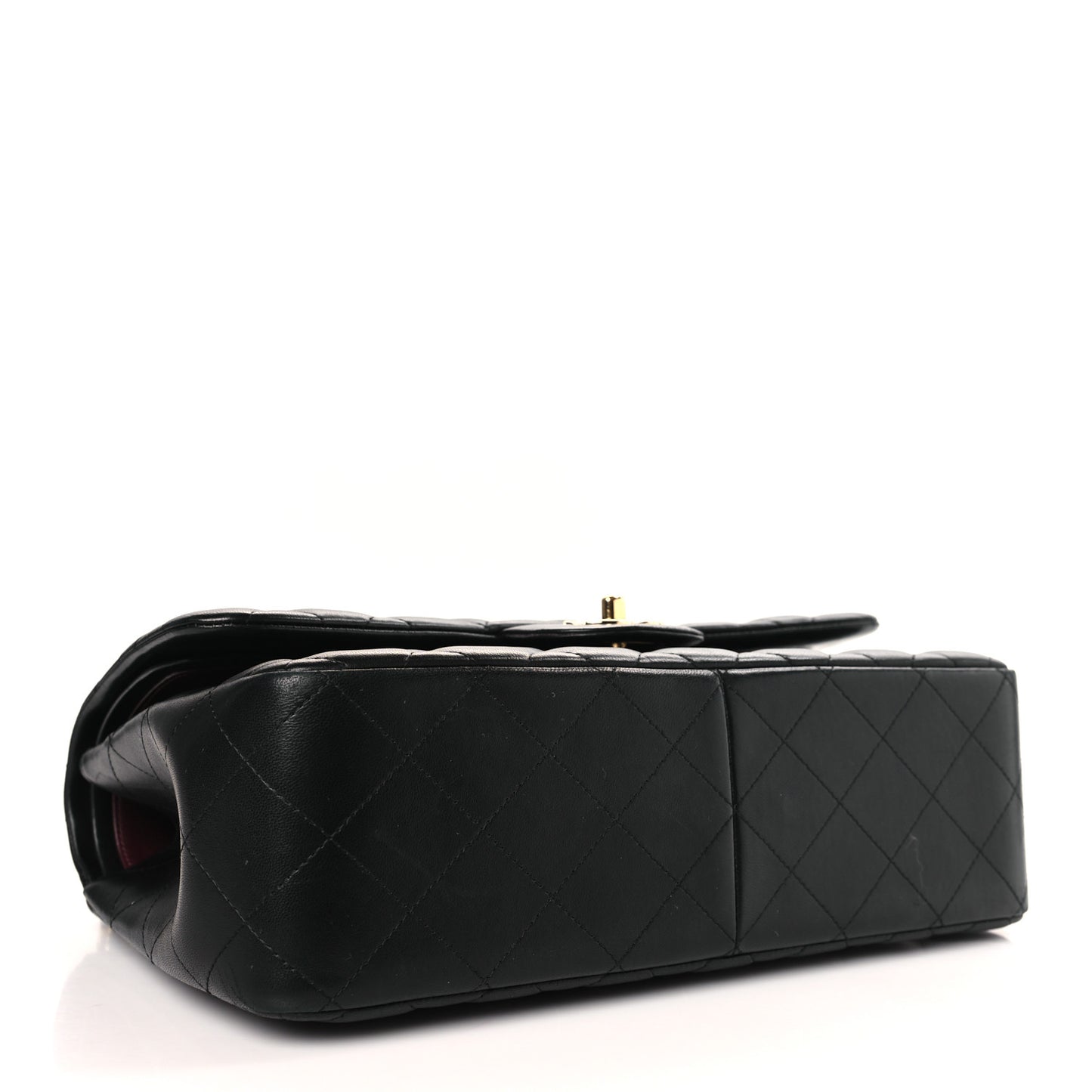 Lambskin Quilted Jumbo Double Flap Black