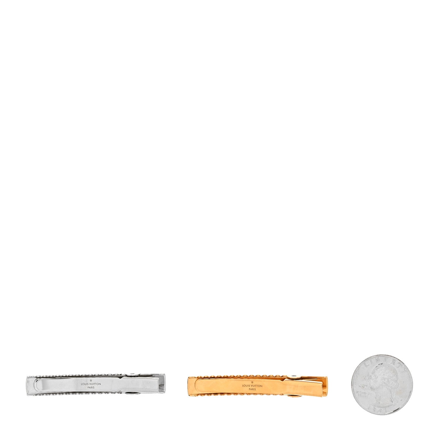Louis Vuitton Monogram Nanogram Hair Clips Gold Silver 2 of 3