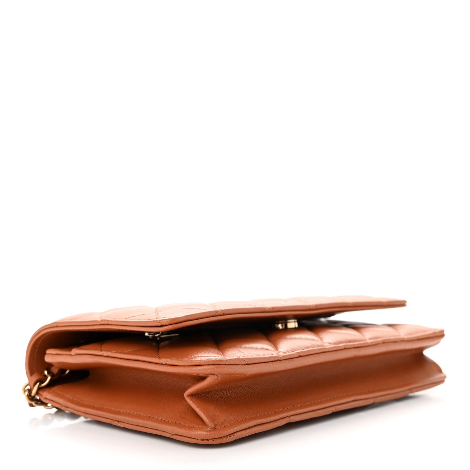 Chanel Lambskin Quilted Wallet On Chain WOC Camel 4 of 12