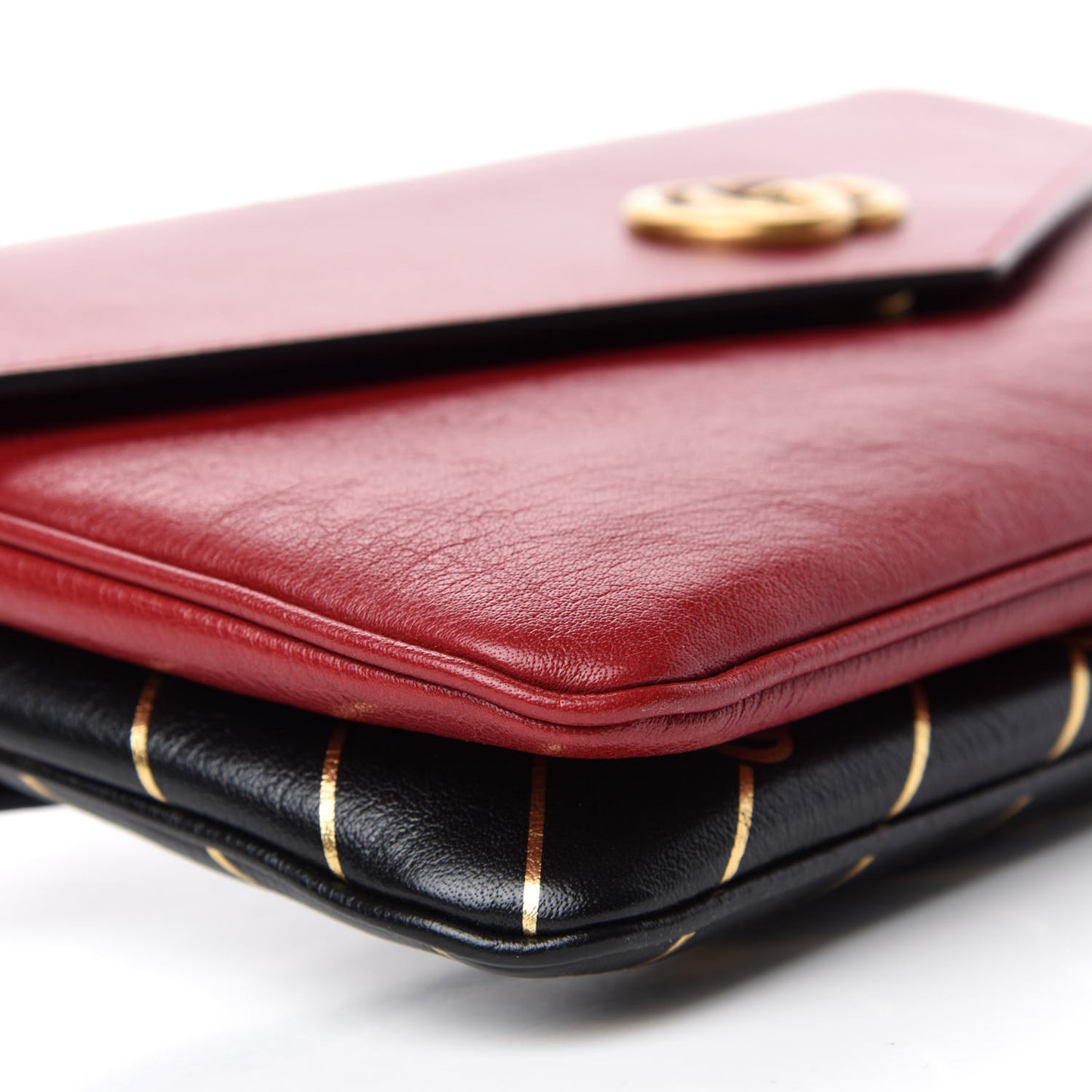 Calfskin Diagonal GG Medium Thiara Double Envelope Shoulder Bag Black Red