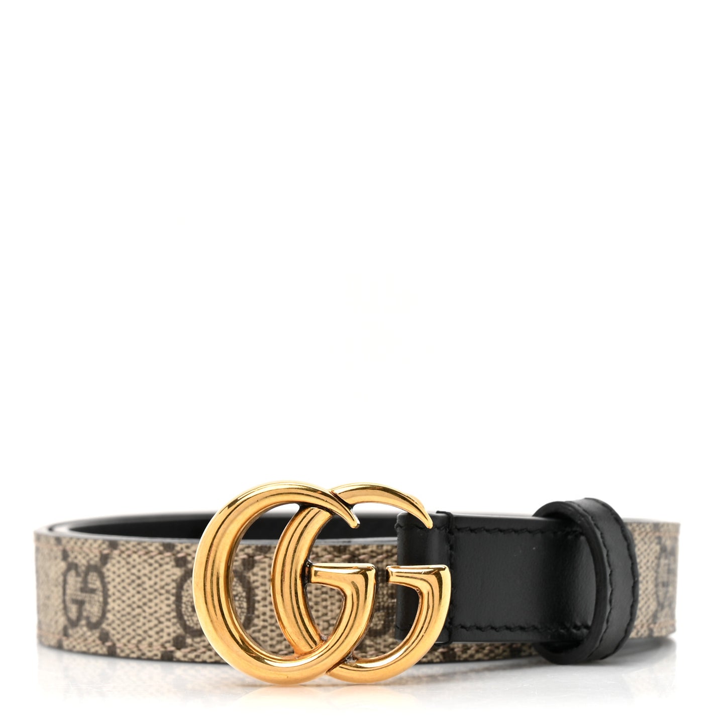 GG Supreme Monogram Matte Plutone Calfskin Double G 20mm Belt 75 30 Beige Ebony New Acero