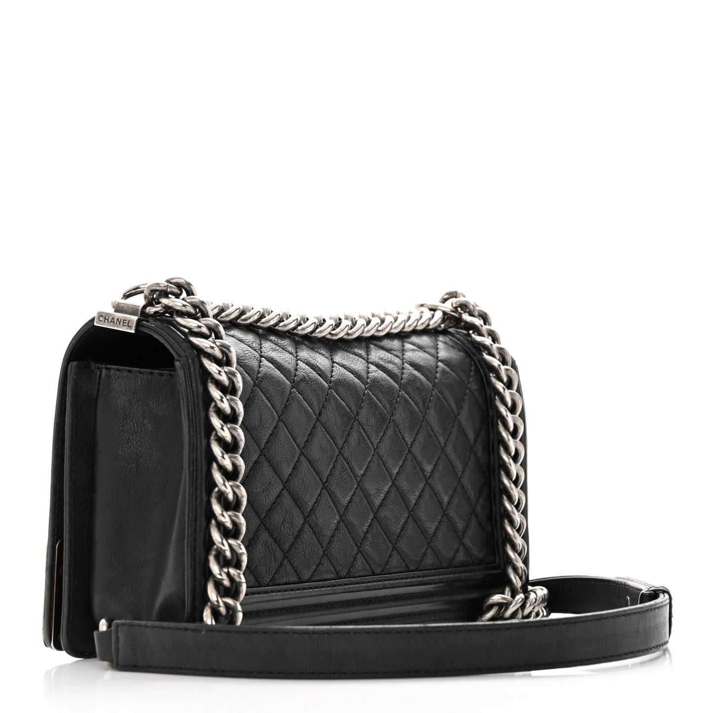 Calfskin Quilted Metal Embellished Paris Dallas Medium Boy Flap Black