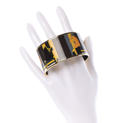 Hermes Enamel Printed Nouveau Rocabar Extra Wide Bracelet 62 2 of 5