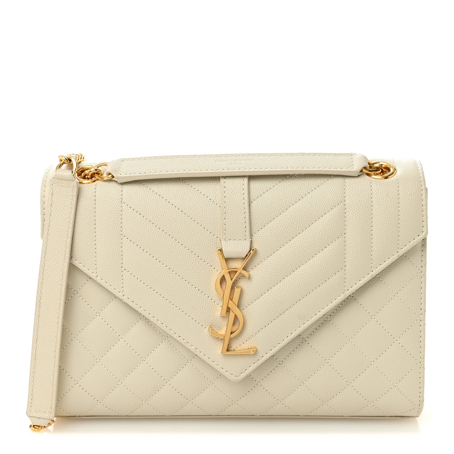 Saint Laurent Grain De Poudre Textured Mixed Matelasse Medium Triquilt Monogram Satchel Crema Soft 1 of 9