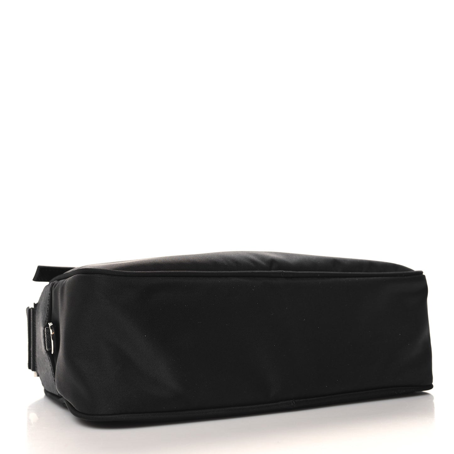 Re-Nylon Vela Saffiano Pocket Double Zip Shoulder Bag Black
