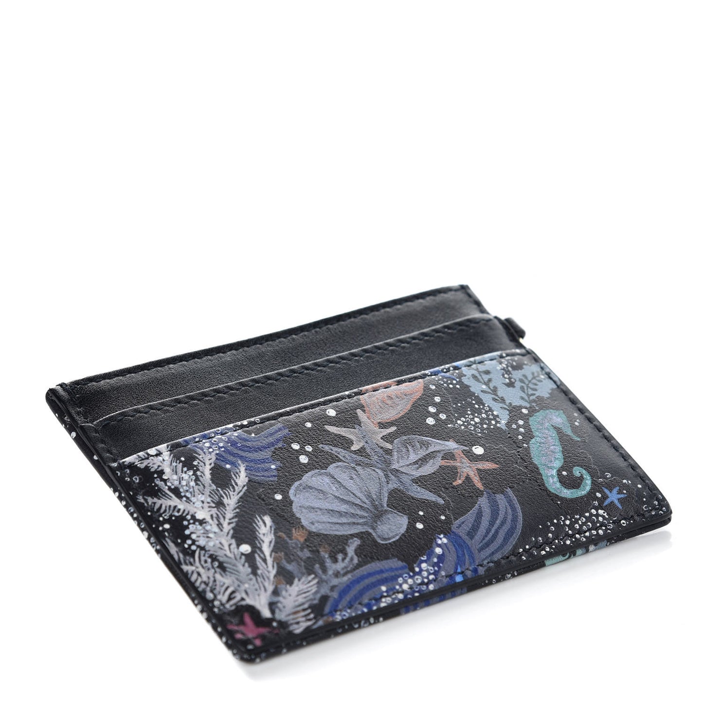 Calfskin Printed Nature Ballet Lady Dior Card Holder Blue