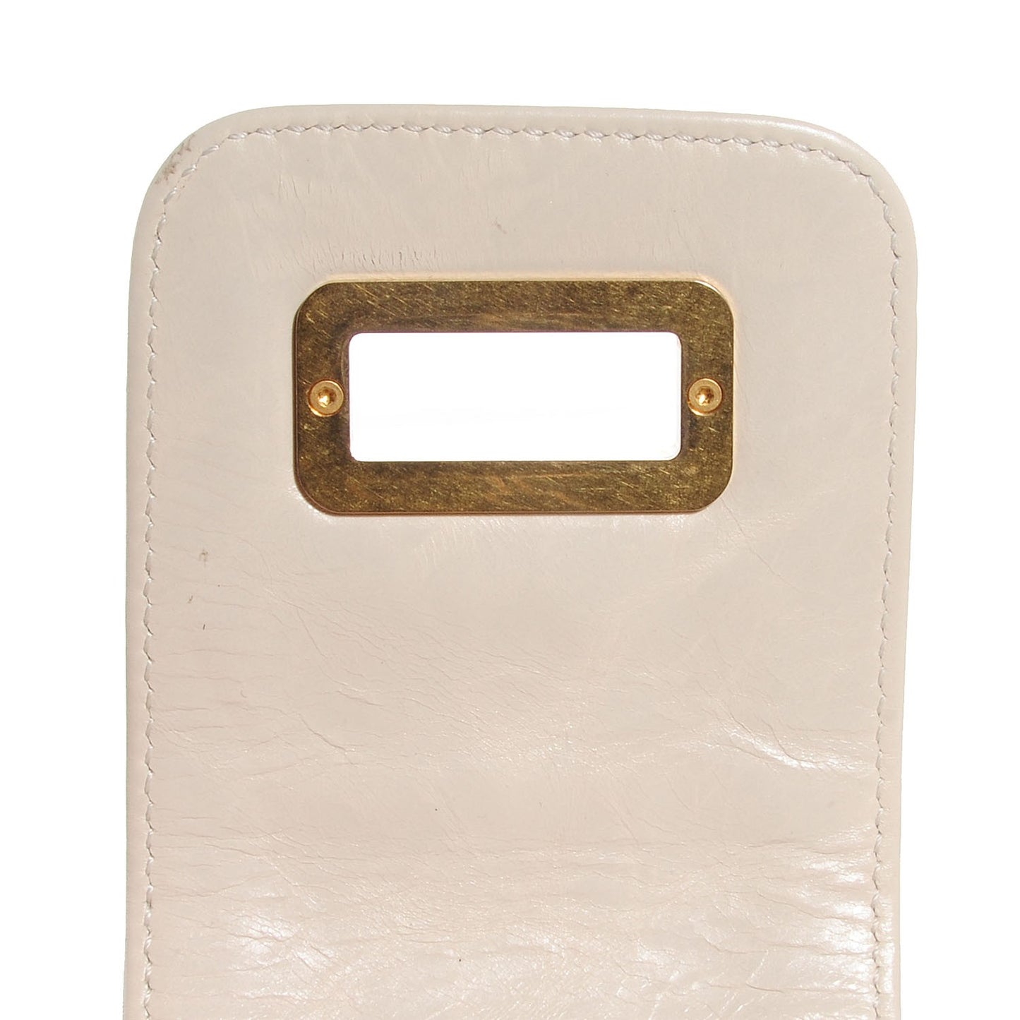 Glazed Calfskin Mademoiselle Zip Shopping Tote White