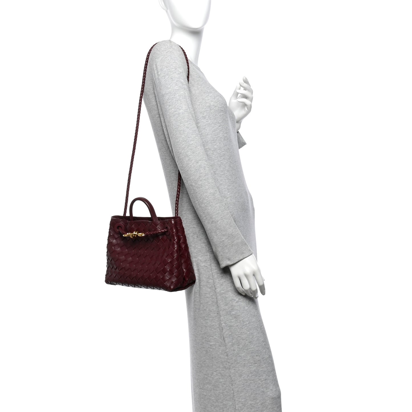 Nappa Intrecciato Small Andiamo Shoulder Bag Barolo