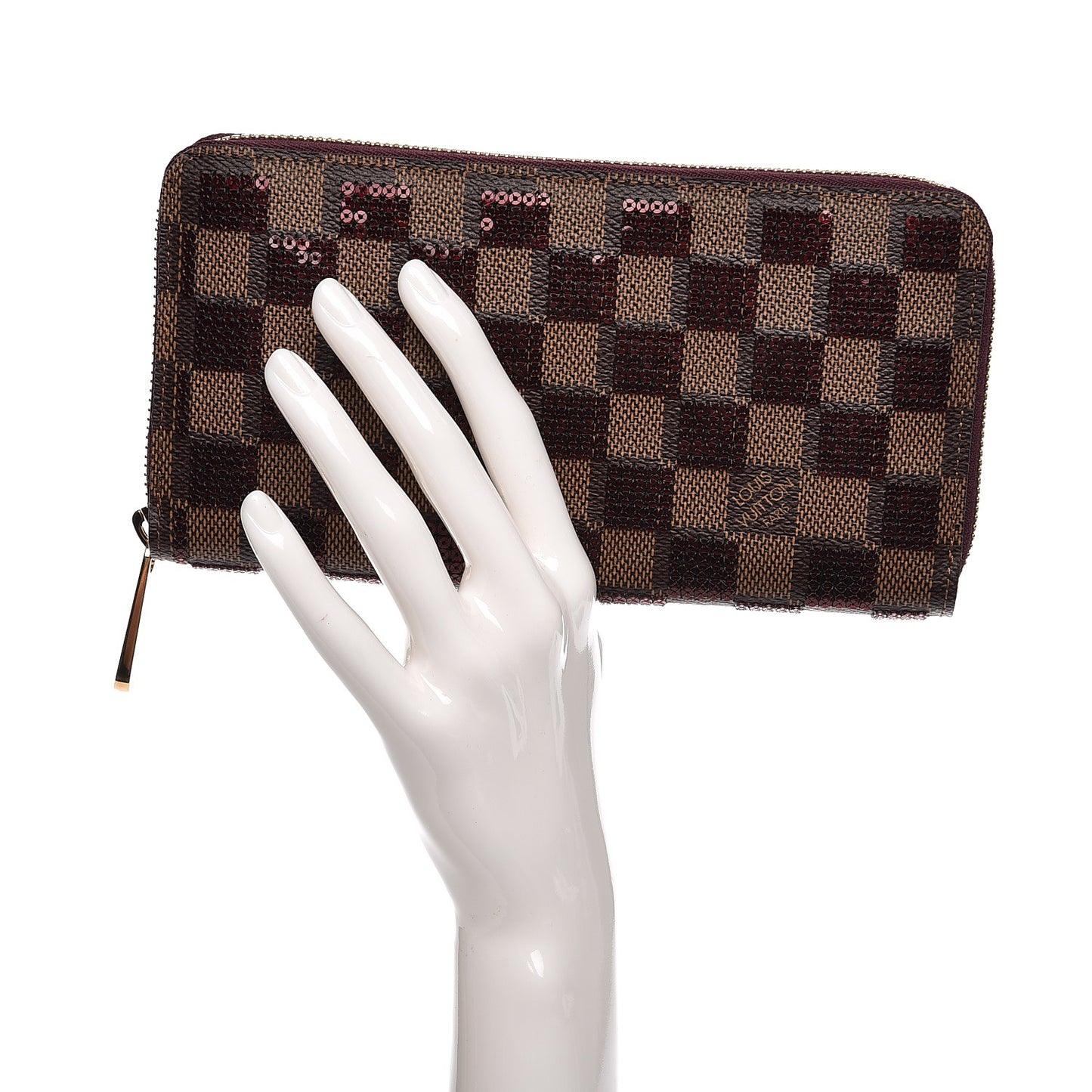 Damier Paillettes Zippy Wallet Red