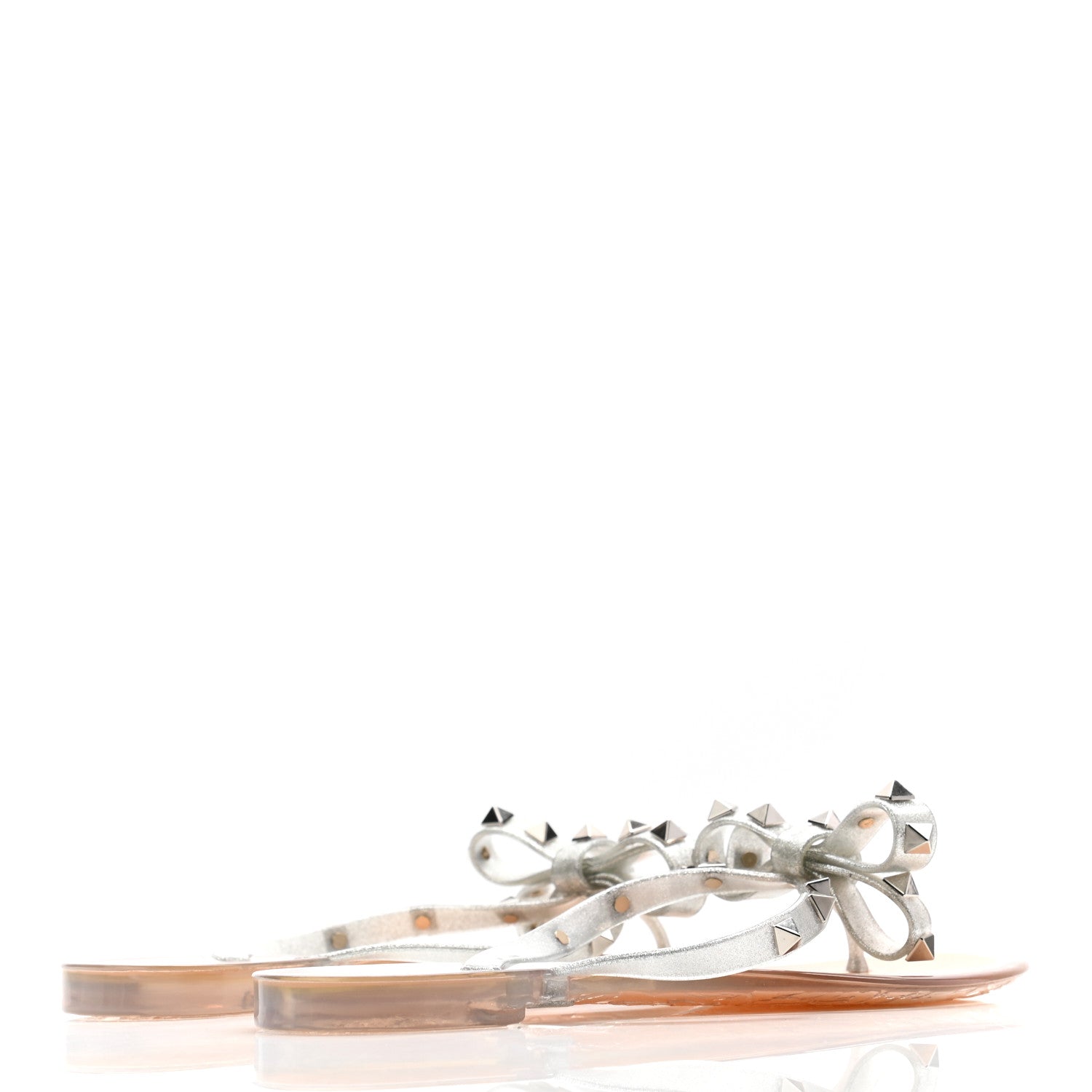 Valentino Garavani PVC Jelly Glitter Rockstud Bow Thong Sandals 36 Silver 4 of 7