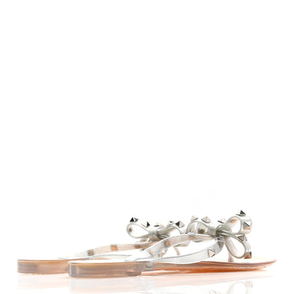 Valentino Garavani PVC Jelly Glitter Rockstud Bow Thong Sandals 36 Silver 4 of 7