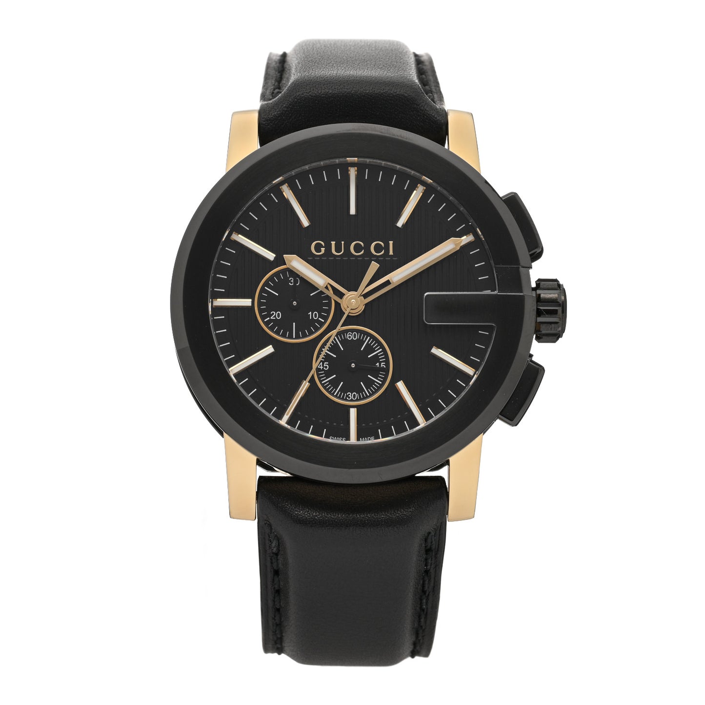 PVD Stainless Steel Calfskin 44mm G-Chrono Quartz Watch Black