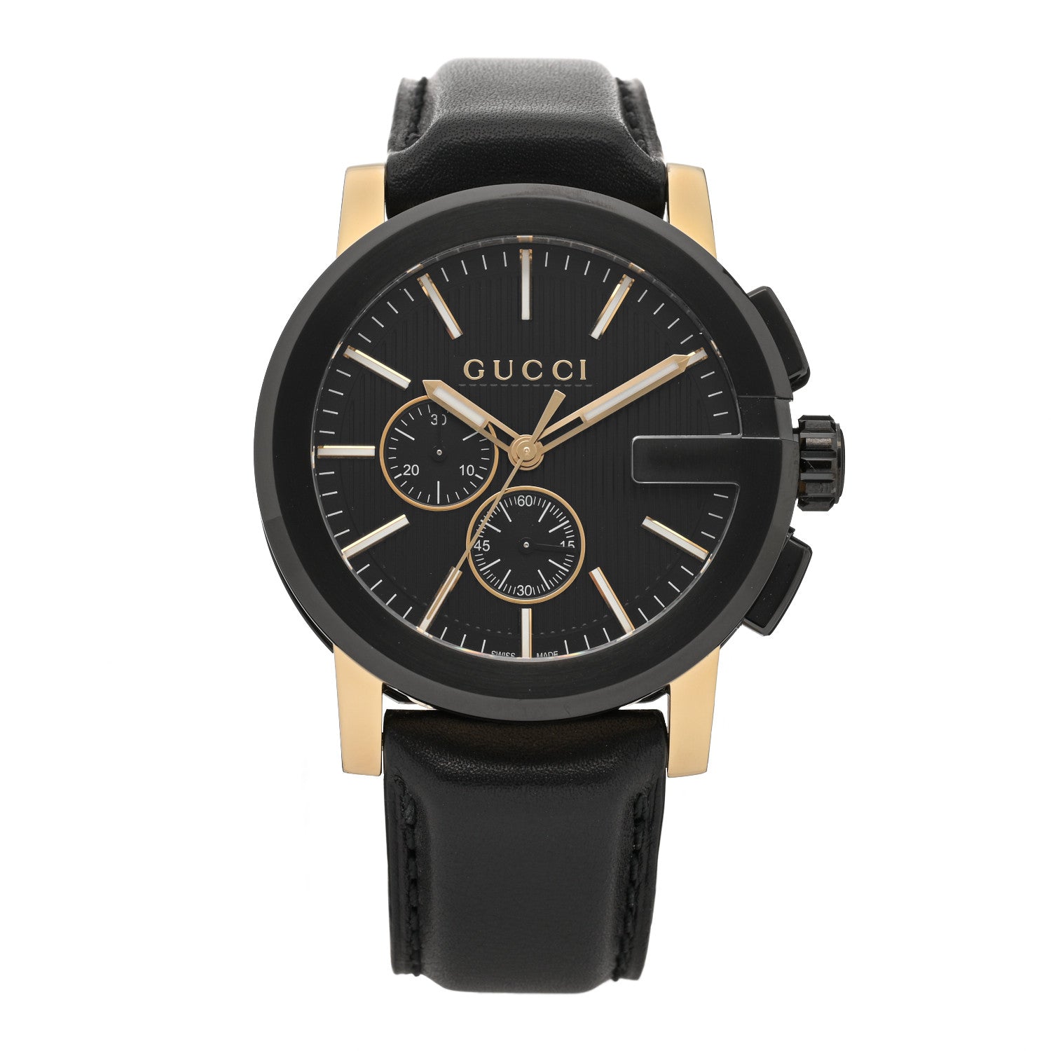 Gucci PVD Stainless Steel Calfskin 44mm G-Chrono Quartz Watch Black 1 of 4