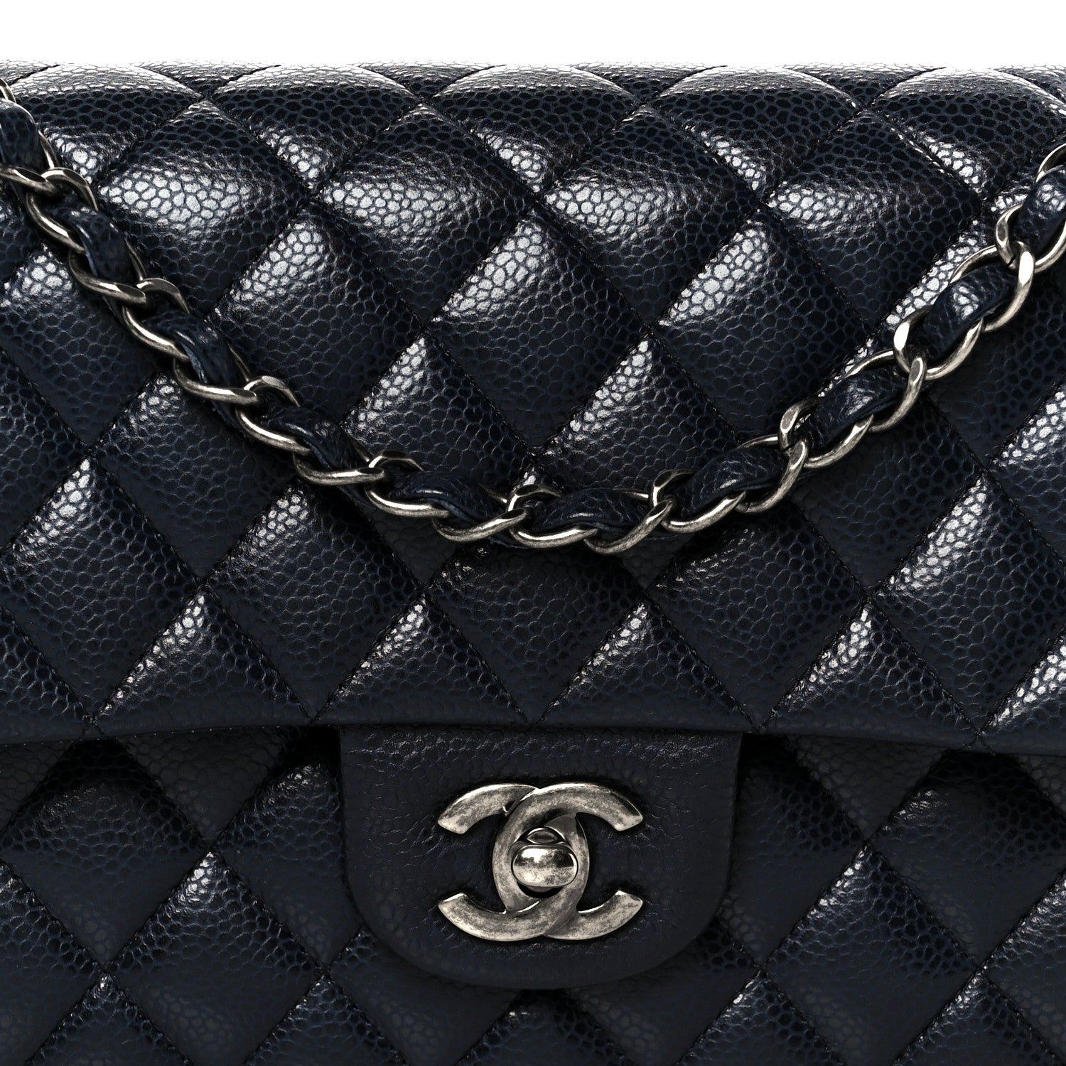 Chanel Caviar Quilted Medium Double Flap Navy 8 of 10