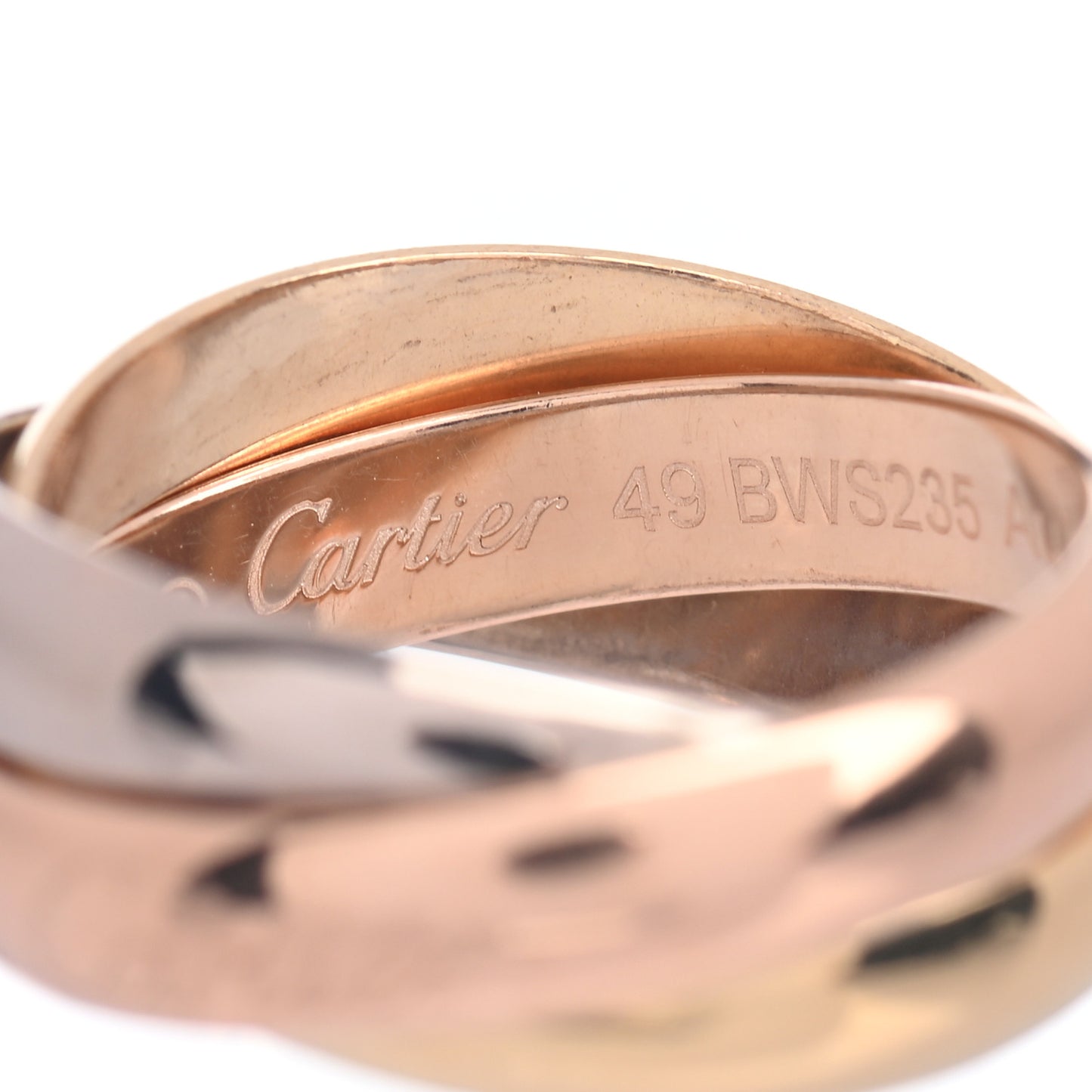 18K Pink Yellow White Gold Classic Les Must De Cartier Trinity Ring 49 4.75