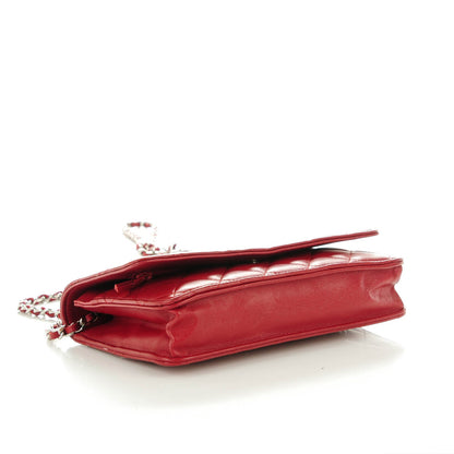 Chanel Lambskin Quilted Wallet On Chain WOC Red 4 of 8