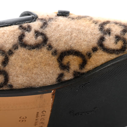 Gucci Covered Wool GG Monogram Womens Jordaan Loafers 36 Beige Ebony Black 10 of 15