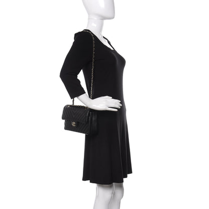 Chanel Caviar Chevron Quilted Small Double Flap Black 2 of 12