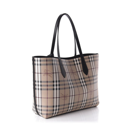 Burberry Grainy Calfskin Haymarket Check Medium Reversible Tote Black 11 of 16