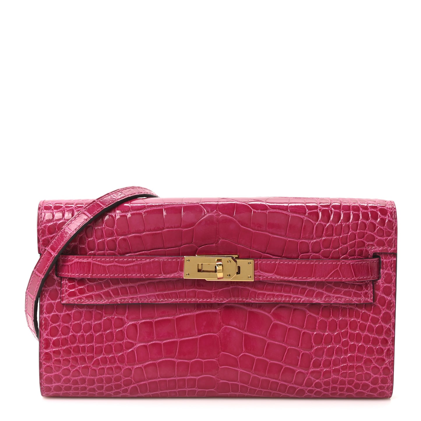 Shiny Alligator Kelly Wallet To Go Rose Scheherazade