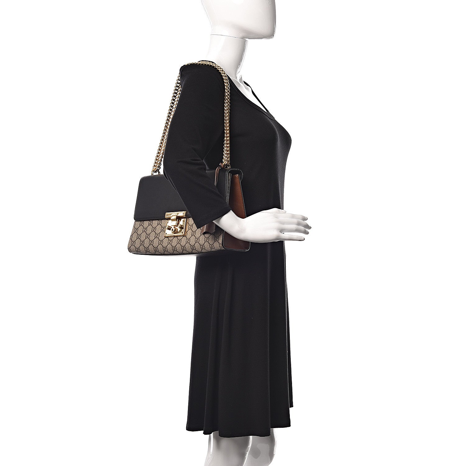 Gucci GG Supreme Monogram Calfskin Medium Padlock Shoulder Bag Beige Black Cuir 2 of 14