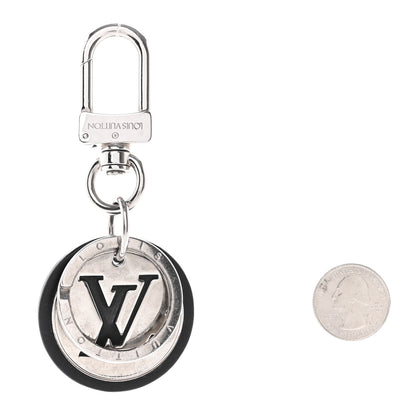 Louis Vuitton Metal Calfskin LV Cut Circle Bag Charm Key Holder Silver 2 of 3