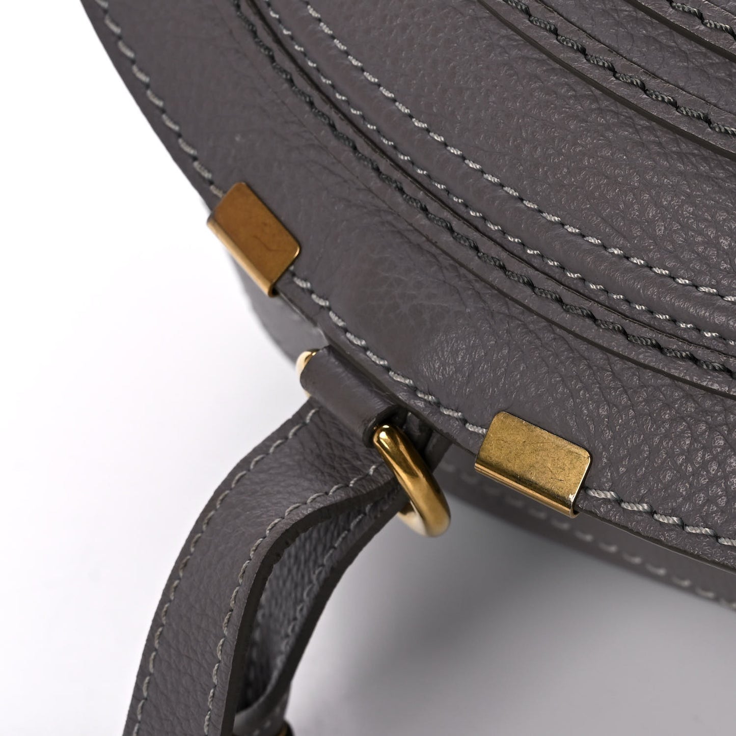 Calfskin Medium Marcie Round Crossbody Bag Cashmere Grey