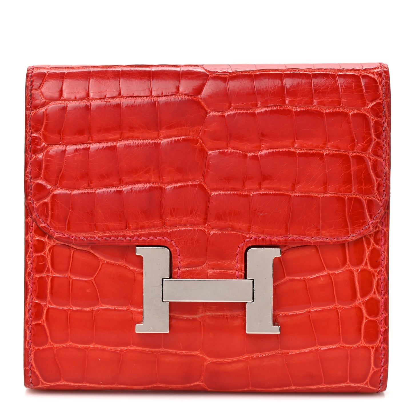 Shiny Alligator Constance Short Wallet Geranium