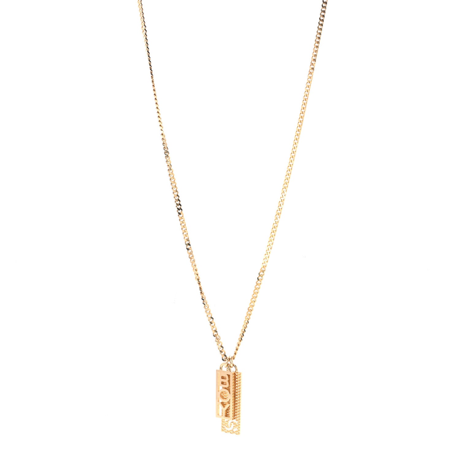 Chanel Metal Crystal CC Boy Pendant Long Necklace Gold 1 of 6