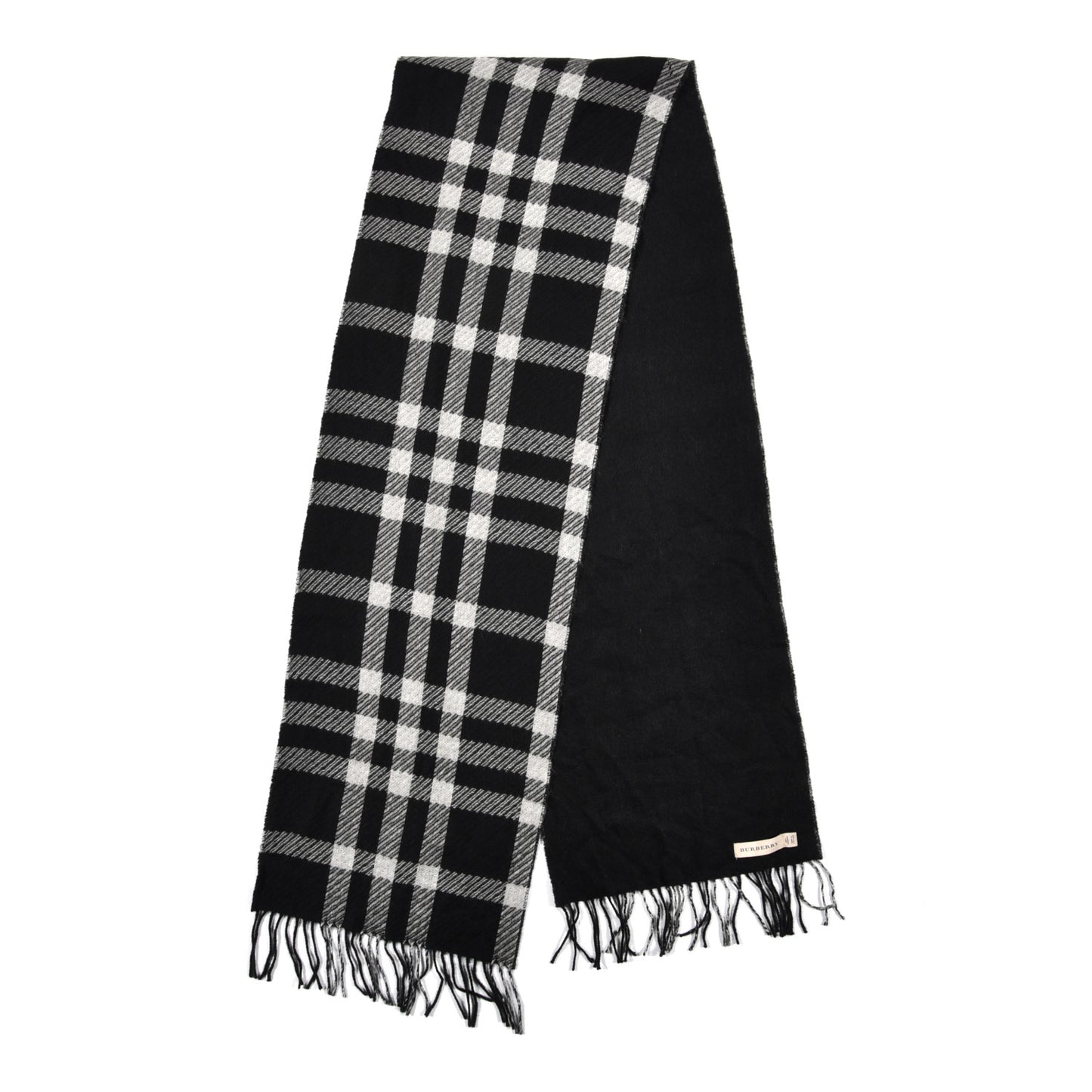 Cashmere Classic Check Fringe Scarf Black