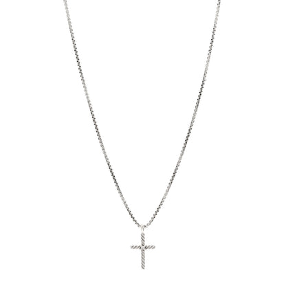 David Yurman Sterling Silver Diamond Cable Classics Cross Necklace 1 of 5