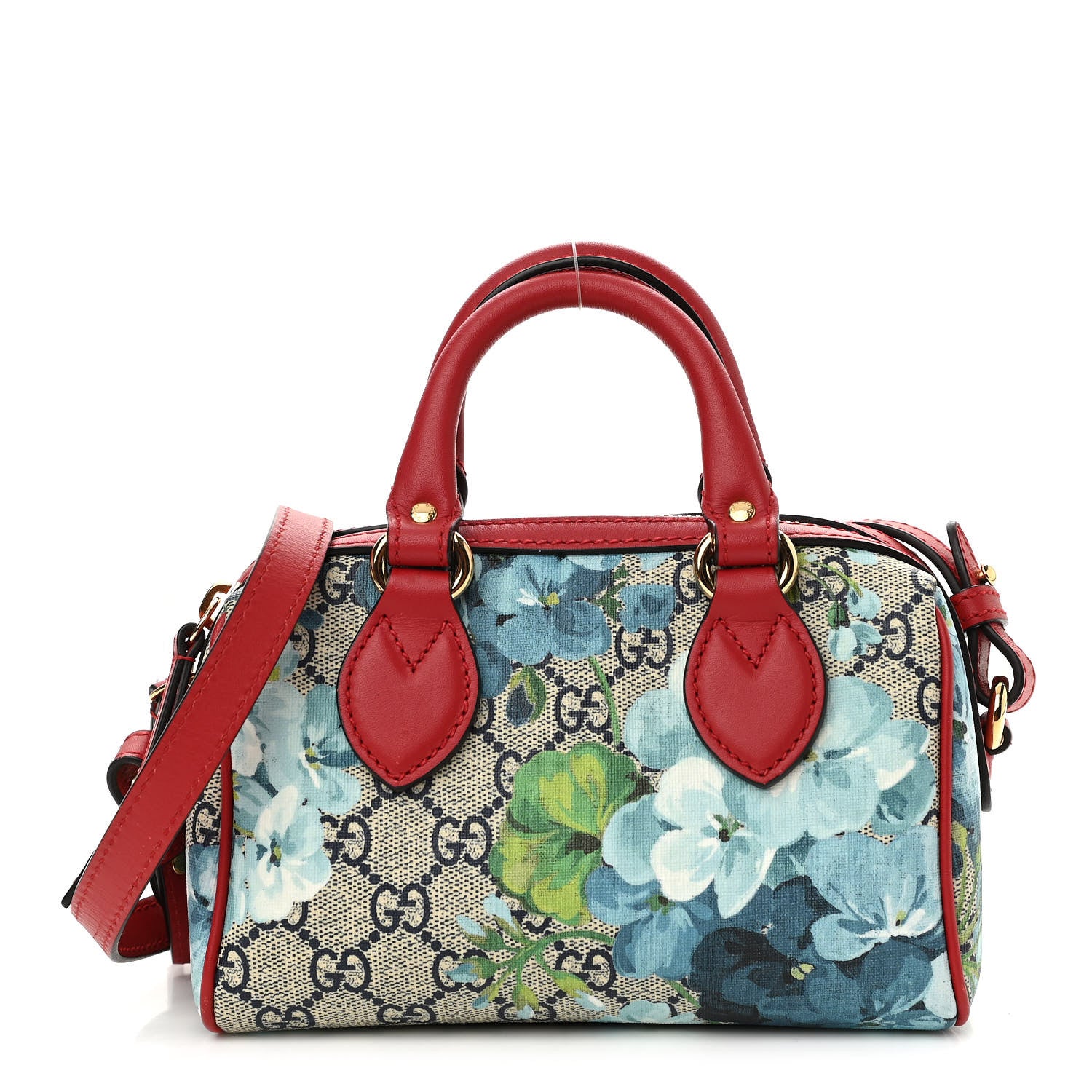 Gucci GG Supreme Monogram Blooms Mini Boston Navy Blue Hibiscus 1 of 11