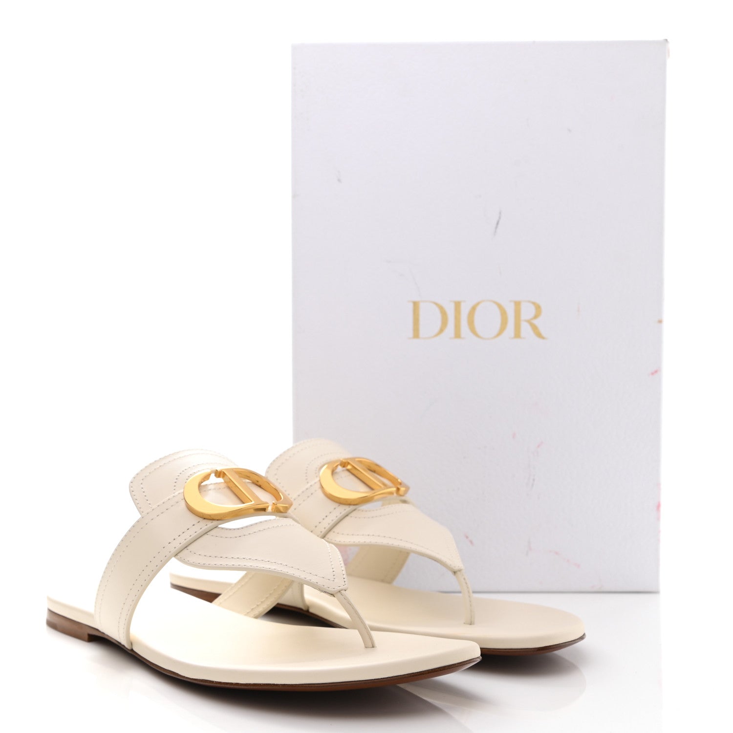 Christian Dior Calfskin 30 Montaigne Thong Sandals 41 White 9 of 9