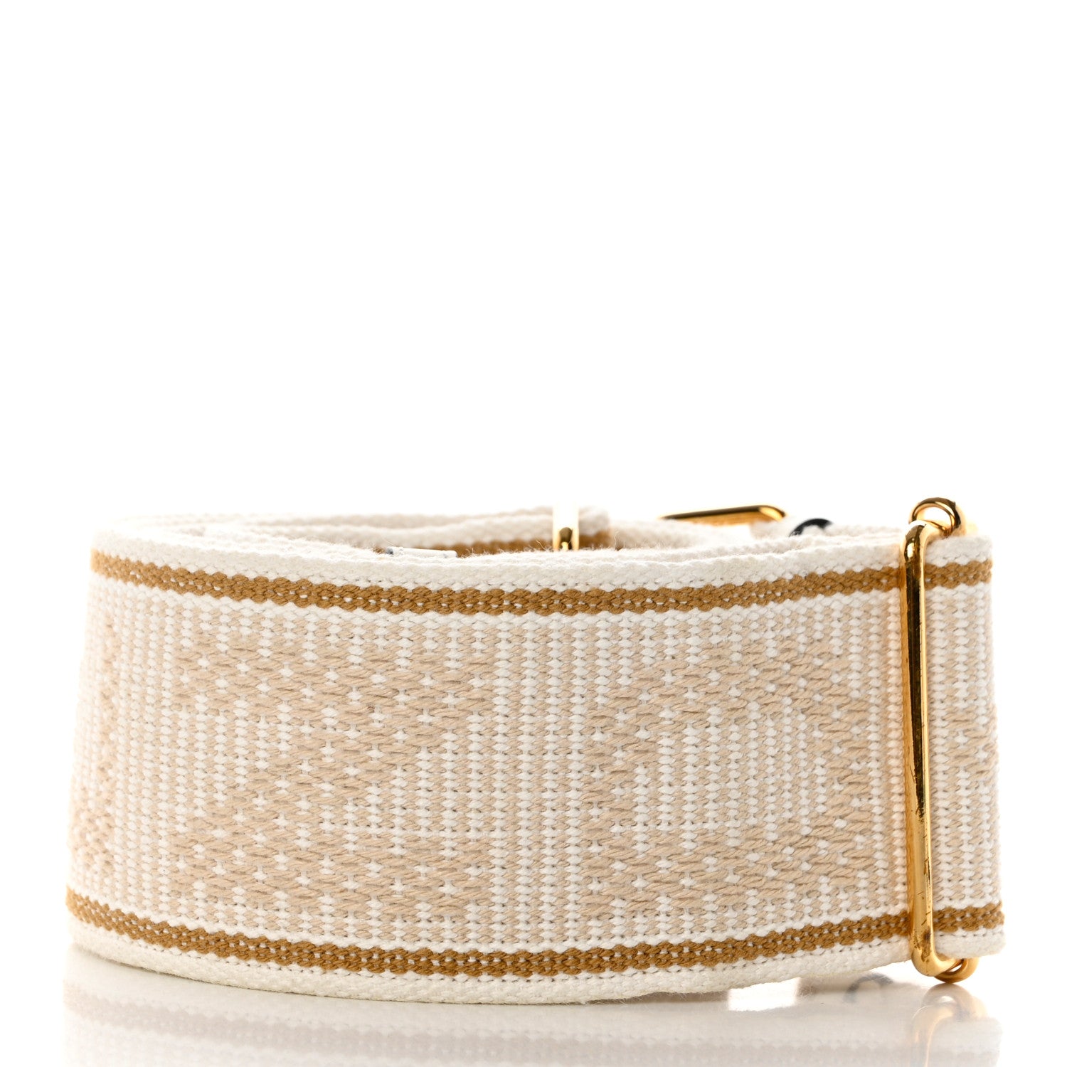 Fendi Cannete Ribbon Poly Vitello Century Logo Adjustable Strap You White Garza Ecru 2 of 5