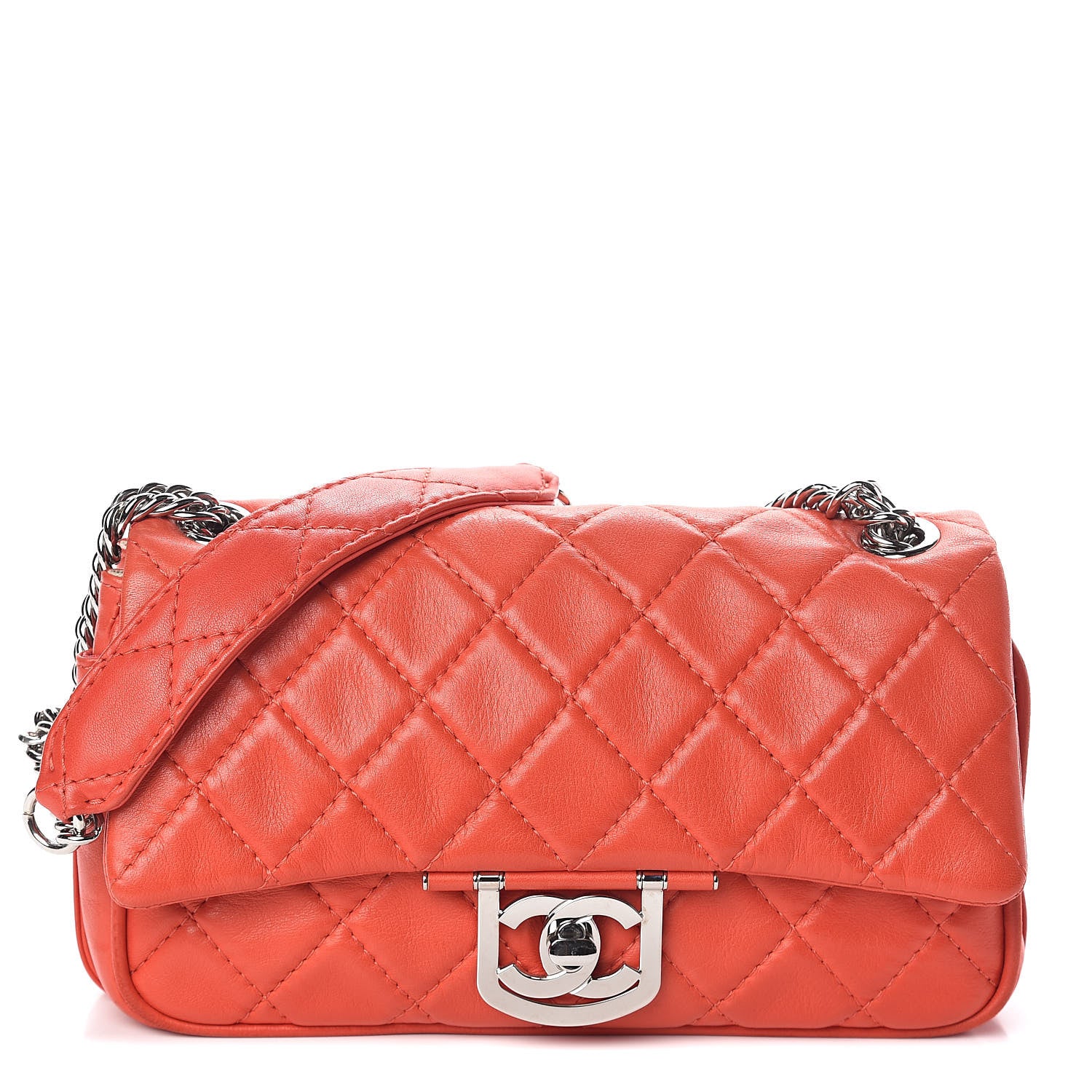 Chanel Lambskin Quilted Medium Icons Secret Label Flap Coral 1 of 10