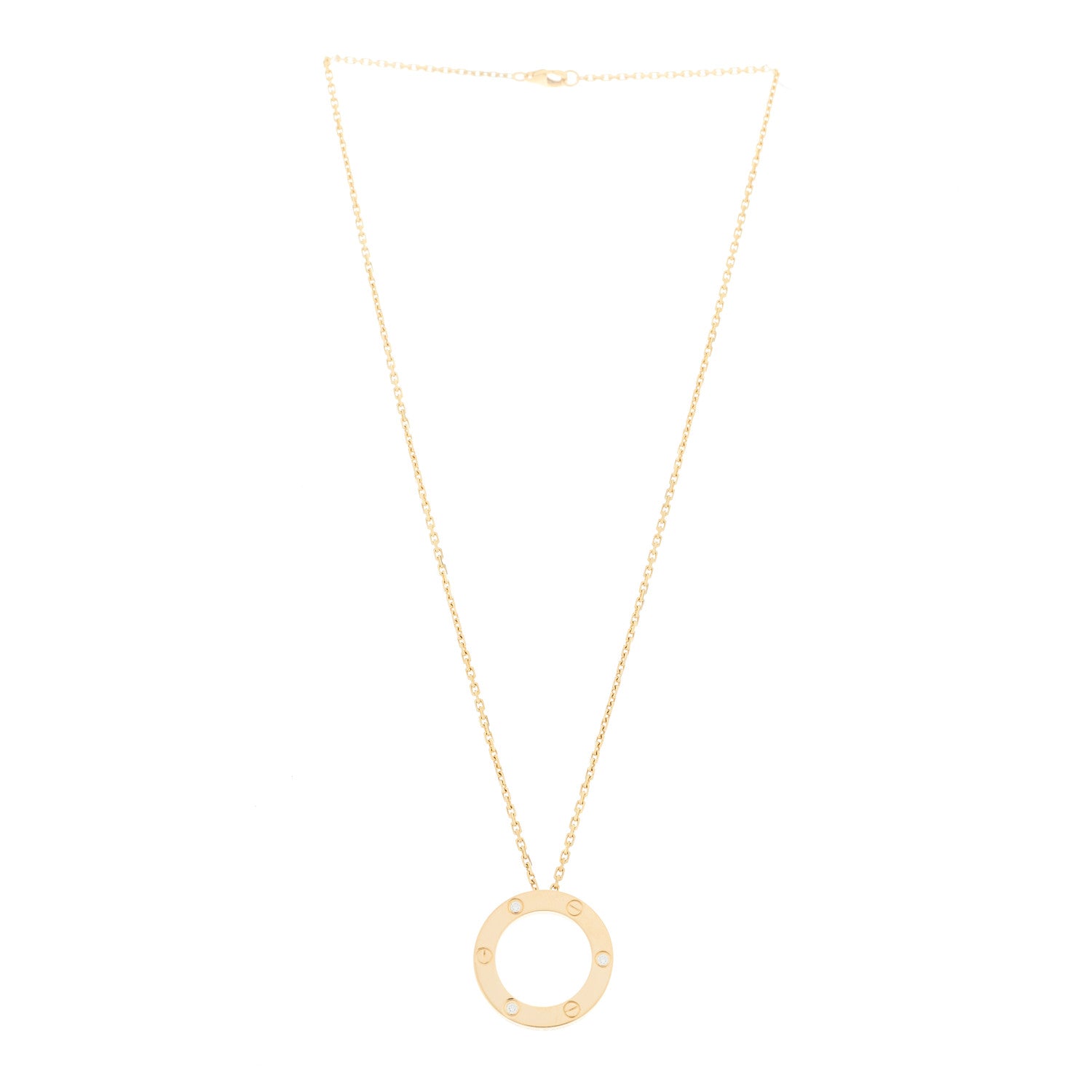 Cartier 18K Yellow Gold 3 Diamonds LOVE Pendant Necklace 3 of 6