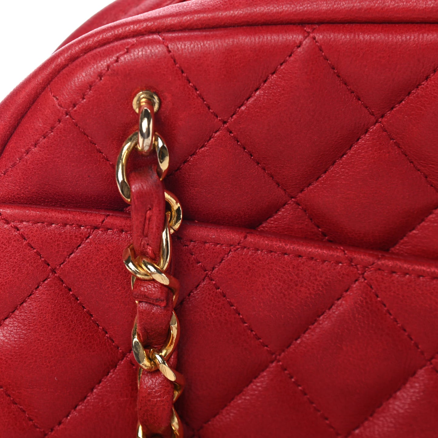 Lambskin Quilted Camera Case Red
