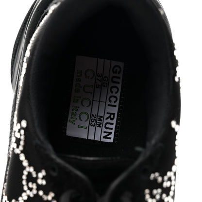 Gucci Tela Retino Mesh Crystal Suede GG Monogram Womens Gucci Run Sneakers 37.5 Black Silver 8 of 10