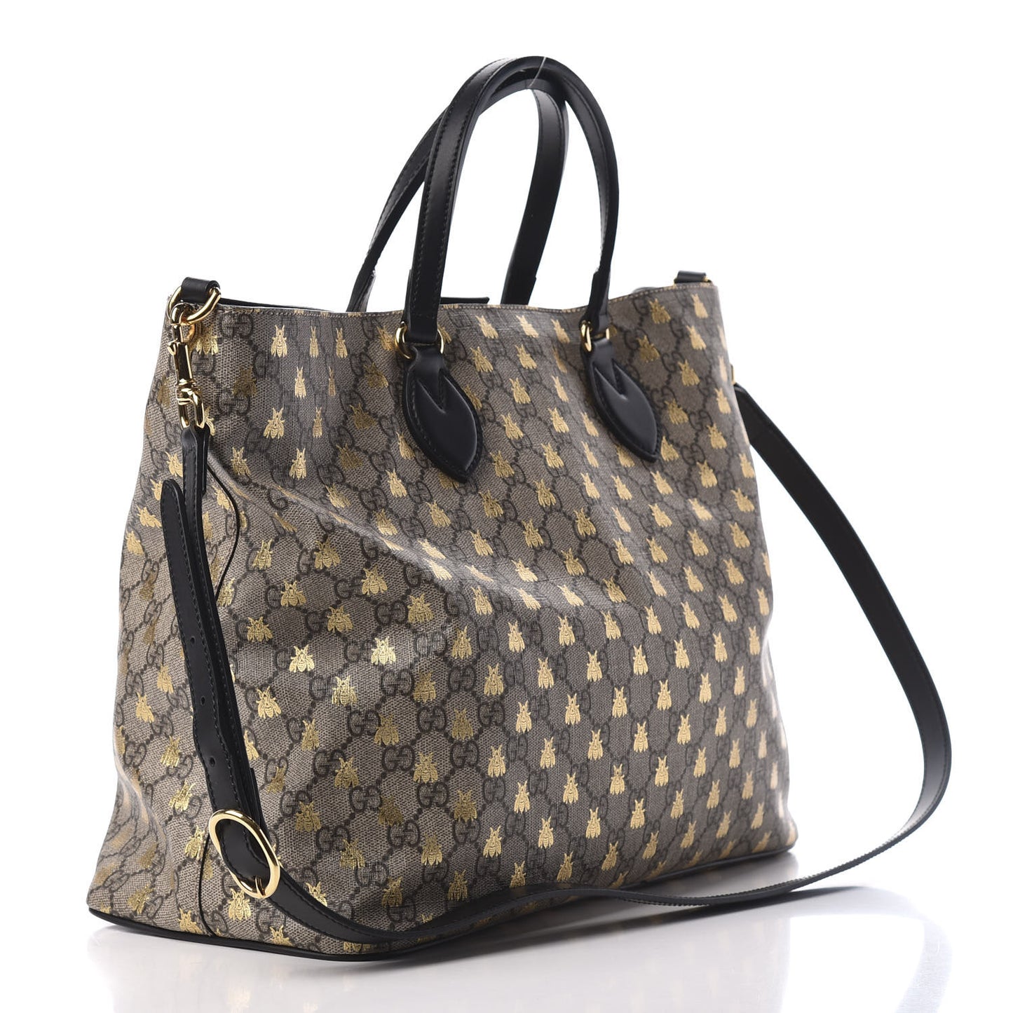 Soft GG Supreme Monogram Bees Medium Crossbody Tote Beige Oro Black