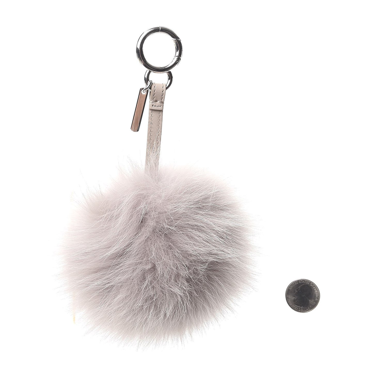 Fox Fur Vitello Elite Pom Pom Bag Charm Grigio Perla